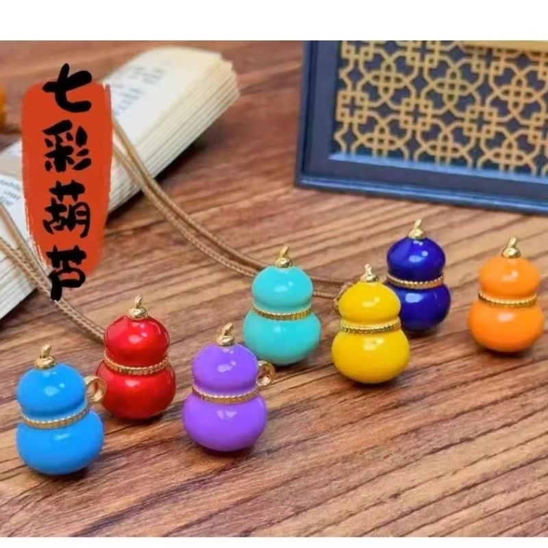 VZZS古法手工珐琅彩七子葫芦吊坠新中式手工DIY创意配件饰品