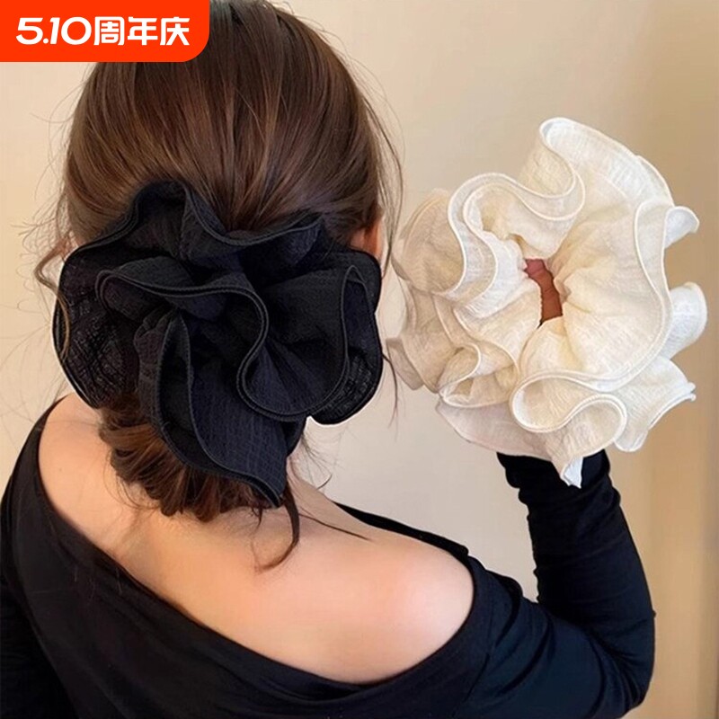 韩系花边大肠发圈女2026绳超大头花头绳发饰紫色黑色蓝色粉色