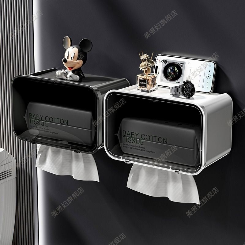 卫生间厕纸盒厕所纸巾盒抽纸盒卫生纸置物架卷纸防水壁挂式免打孔