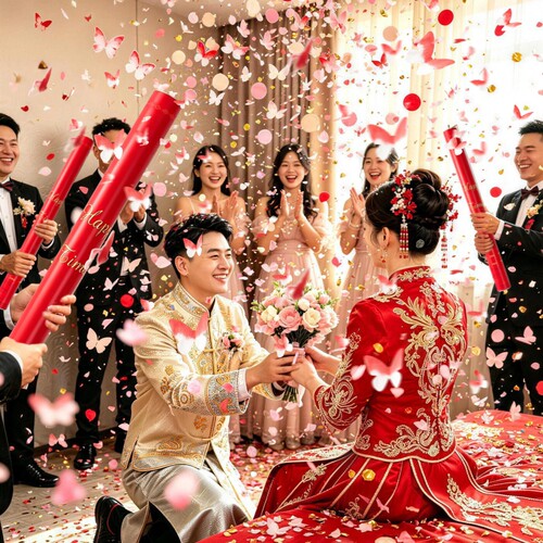 2026新款手持礼花筒结婚专用蝴蝶礼炮婚礼手拧喷花筒彩炮婚庆用品
