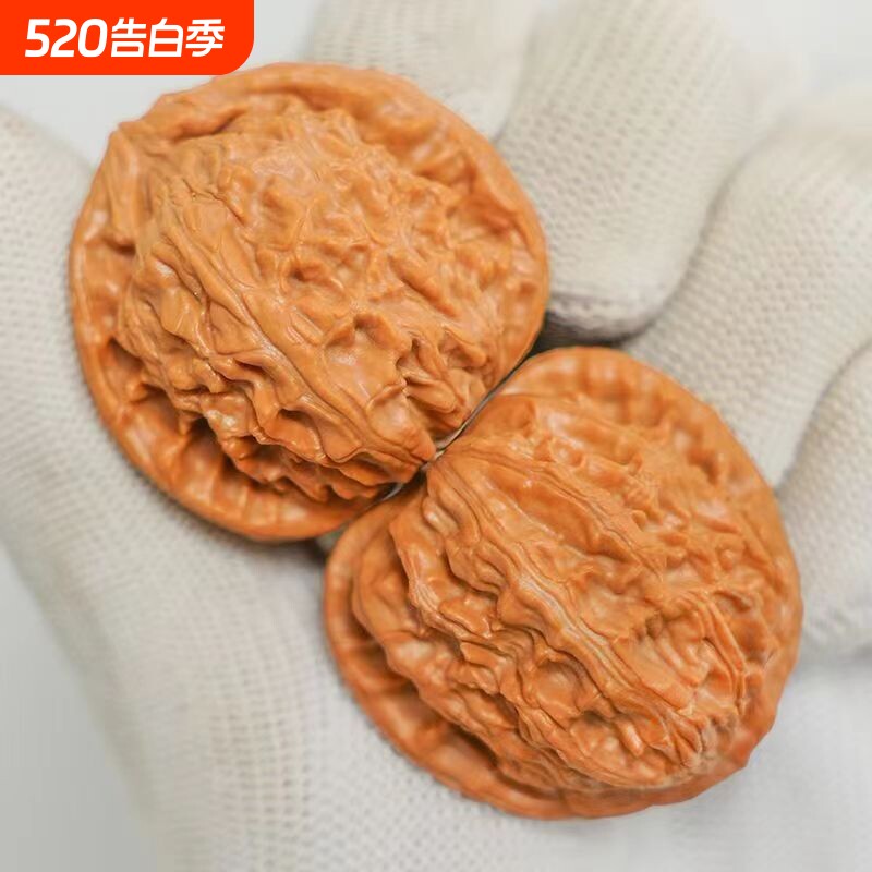 文玩核桃闷尖白狮子头手把件天然野生麻核桃男随身粗筋原色老核桃