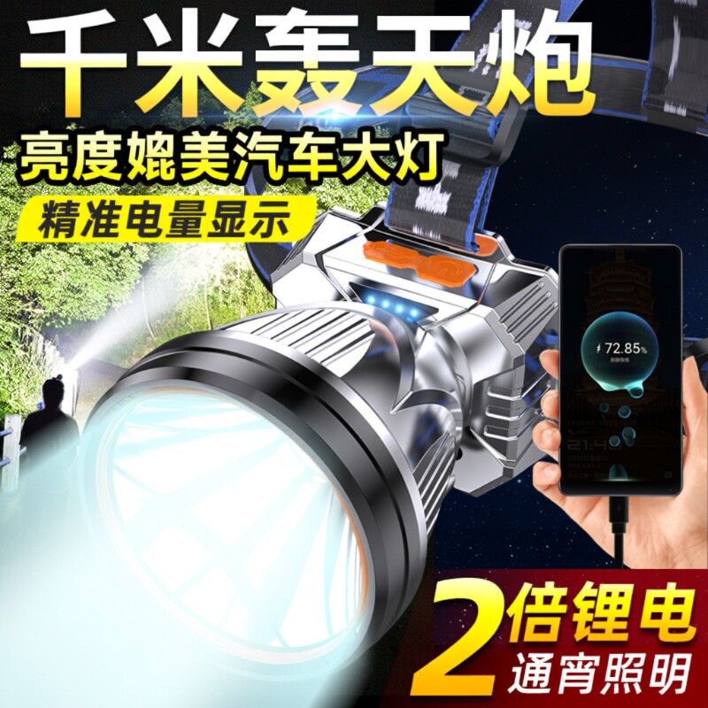 对标公牛超长续航头戴式强光头灯2026新款超亮照明灯钓鱼户外专用