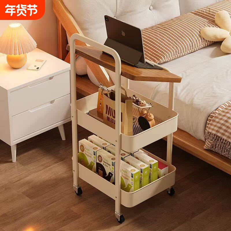 小推车置物架家用客厅厨房移动零食架收纳架架子书架杂物免安装