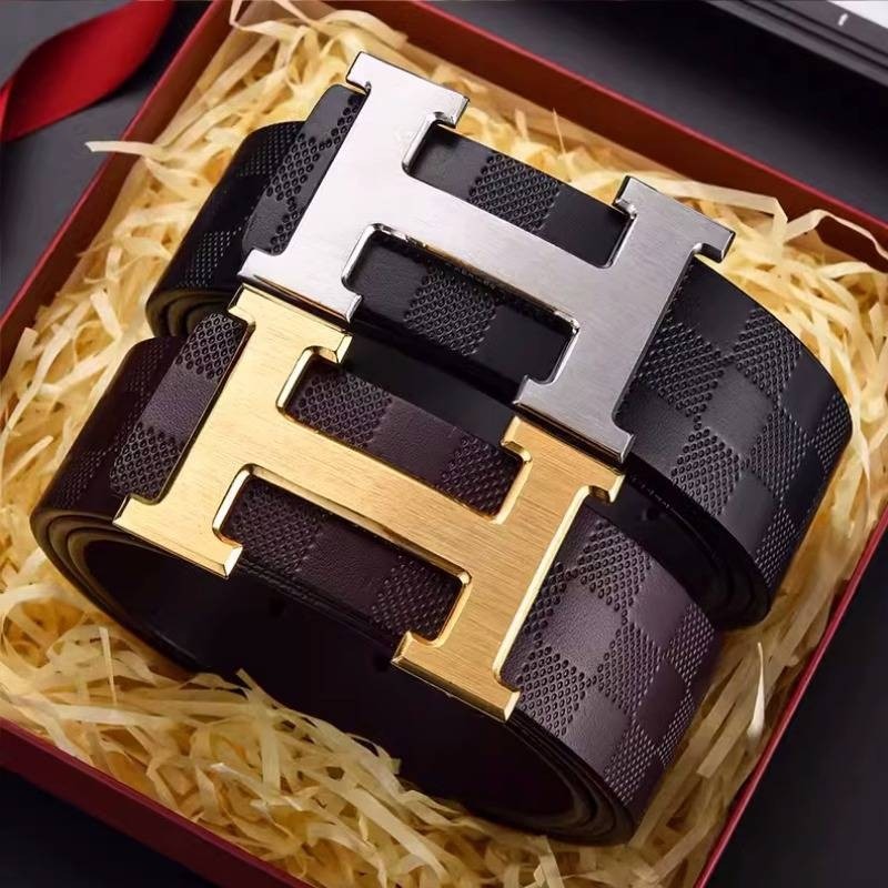 爱马男仕皮带男新款真皮高档轻奢平滑扣礼盒装商务休闲裤腰带