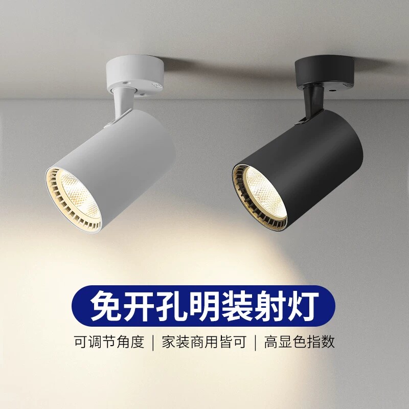 明装射灯可调角度家用小吸顶式轨道灯聚光射灯LE