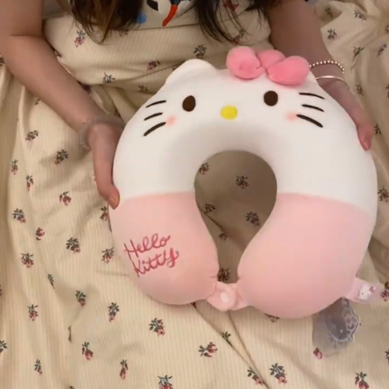 可爱kt猫u型枕少女心卡通pp棉护颈护脖子旅行便携助眠睡枕