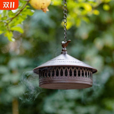 掬涵户外铁艺蚊香盒花园悬挂式创意熏香炉防风露营蚊香盘架庭院