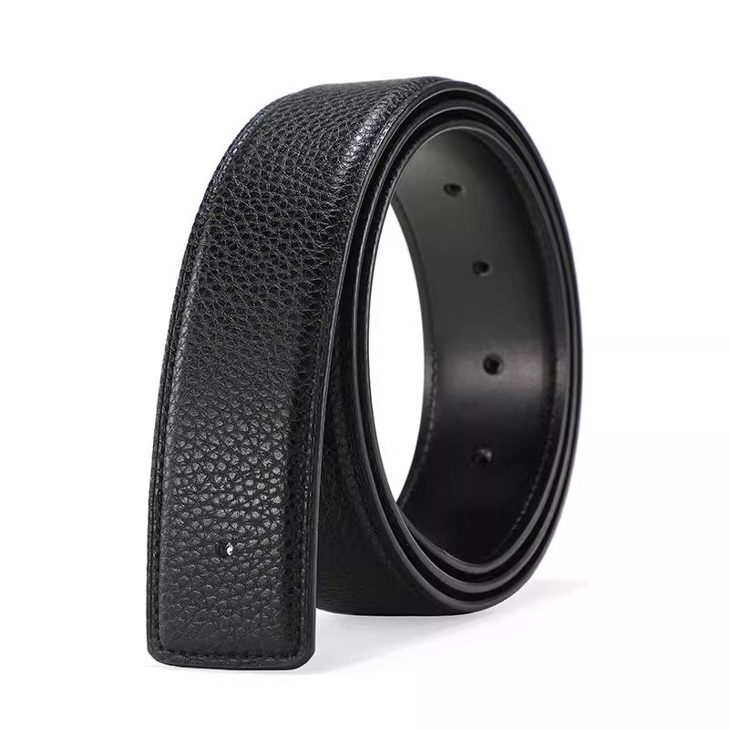 爱马男仕皮带条男真皮平滑扣头层纯牛皮带身h扣腰带荔枝纹裤腰带