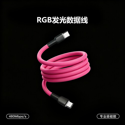硅胶数据线充电小众高颜值多巴胺超柔细线适用苹果17-8快充兼容安卓博主同款传输480mbps