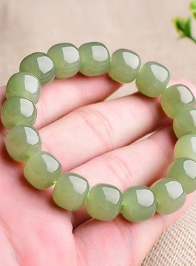 爆款和田玉同款玉石手链珠串晴水老型珠手串男女款手链碧玉珠宝