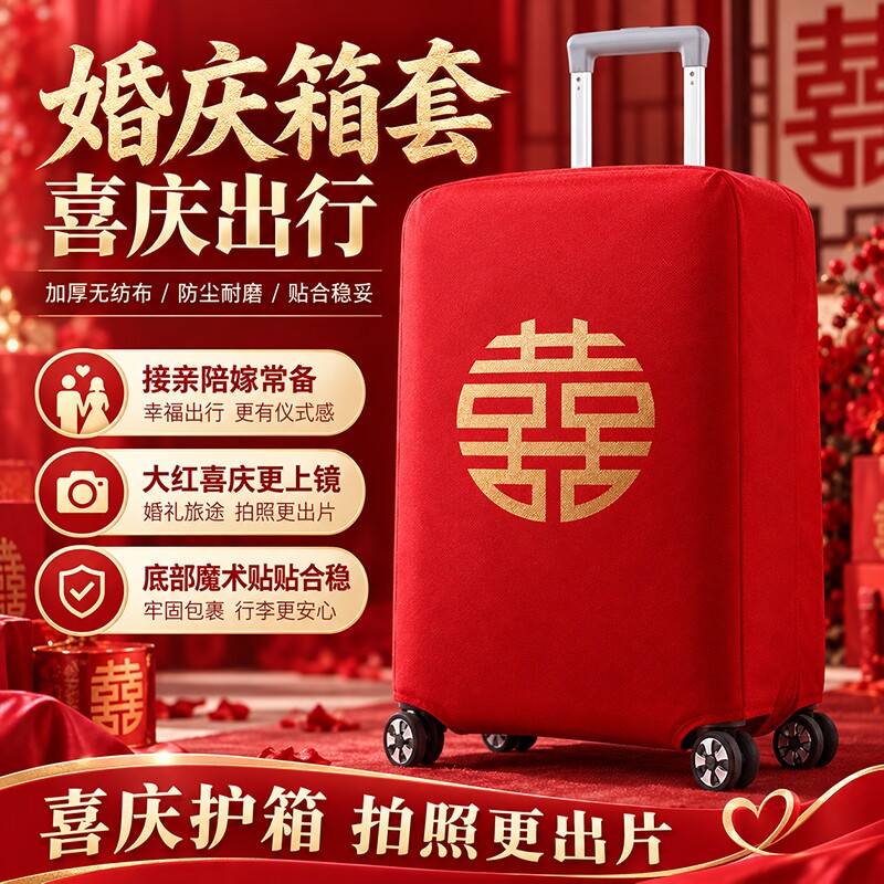 行李箱罩结婚保护套红色一次性箱子拉杆箱女方陪嫁婚庆用品大全