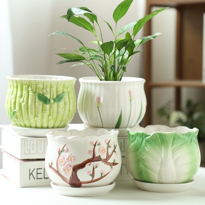 花盆陶瓷大号特大号特价清仓带托盘创意个性家用吊兰绿萝多肉花盆