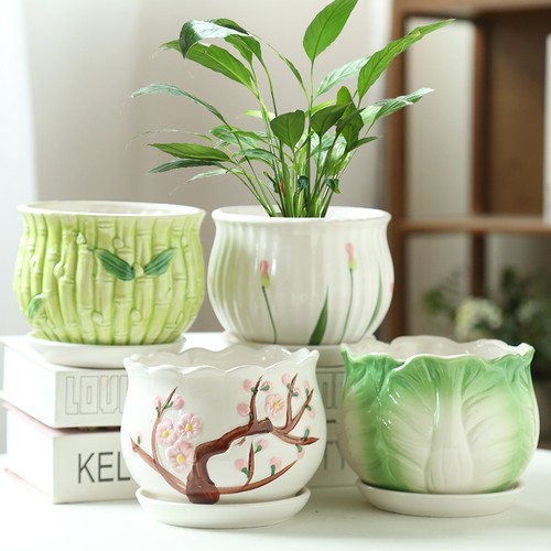 陶瓷花盆大号特大号特价清仓带托盘创意个性家用吊兰绿萝多肉花盆