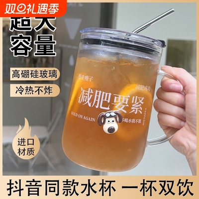 【热卖100W+】吸管大容量玻璃杯