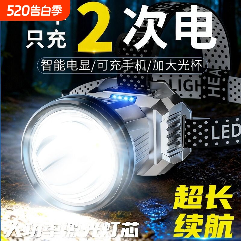 头灯手电筒矿灯强光远射夜钓鱼感应超长续航户外家用维修专用led