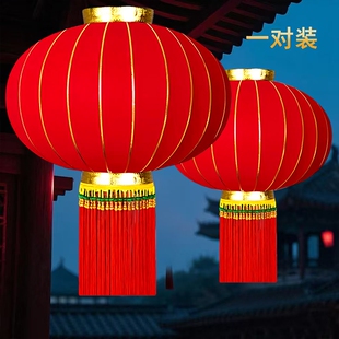 2026新款马年大红灯笼吊灯户外自建房大门口宫灯挂电池植绒感光