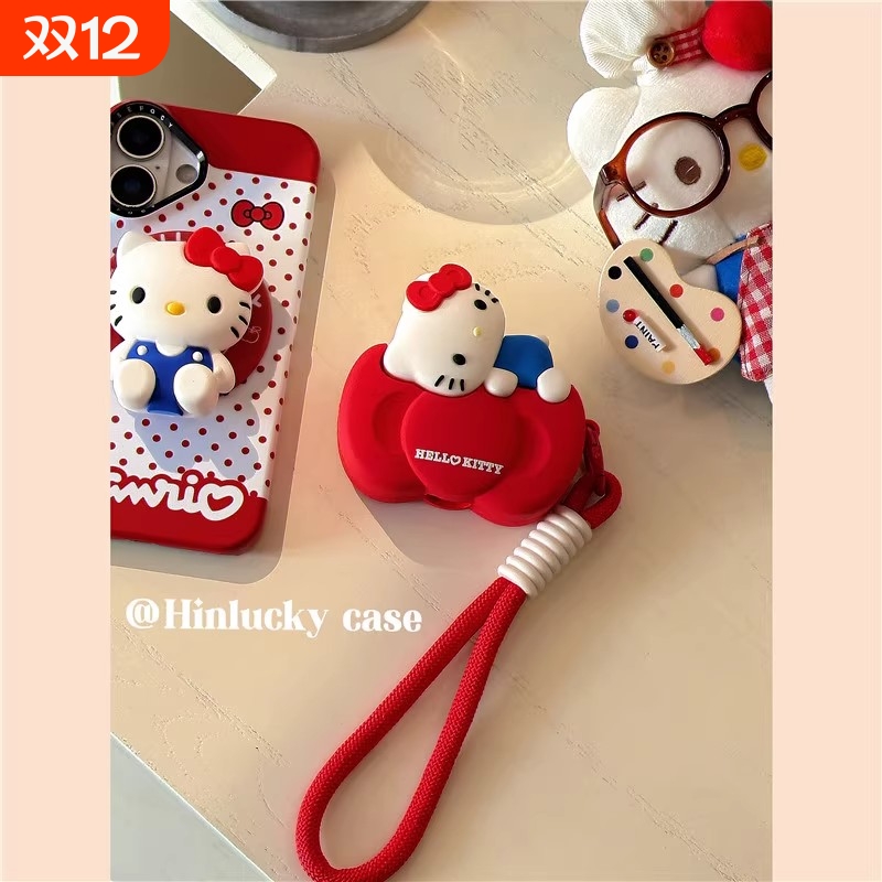 卡通蝴蝶结KT猫趴窝挂绳适用AirPods4保护套AirPodsPro苹果耳机套2无线蓝牙3代airpods1全包软硅胶新三代女