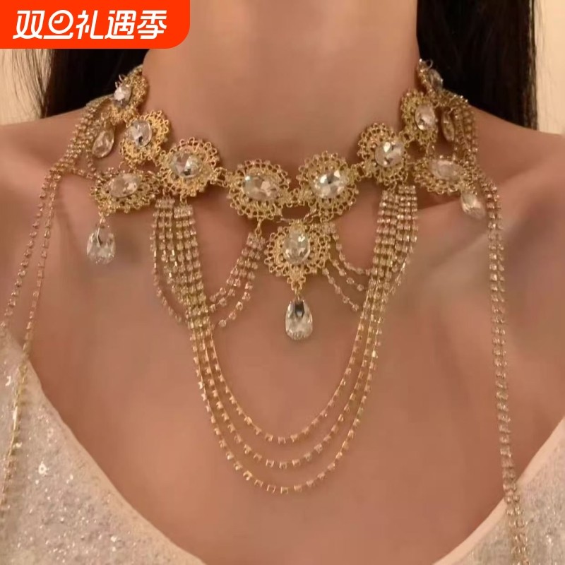 宫廷复古流苏公主欧美夸张轻奢重工项链高级感配饰锁骨链
