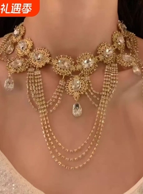 宫廷复古流苏公主欧美夸张轻奢重工项链高级感配饰锁骨链