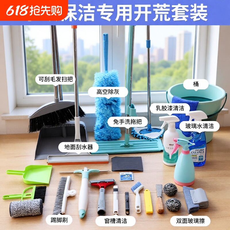 新房开荒保洁工具套装搞清洁打扫卫生专用装修后神器清理大全家政