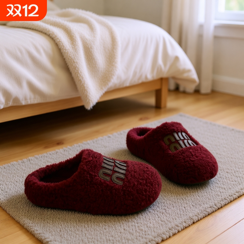 毛毛拖鞋女外穿2025新款秋冬加绒包头棉拖鞋厚底棉鞋半拖雪地靴女