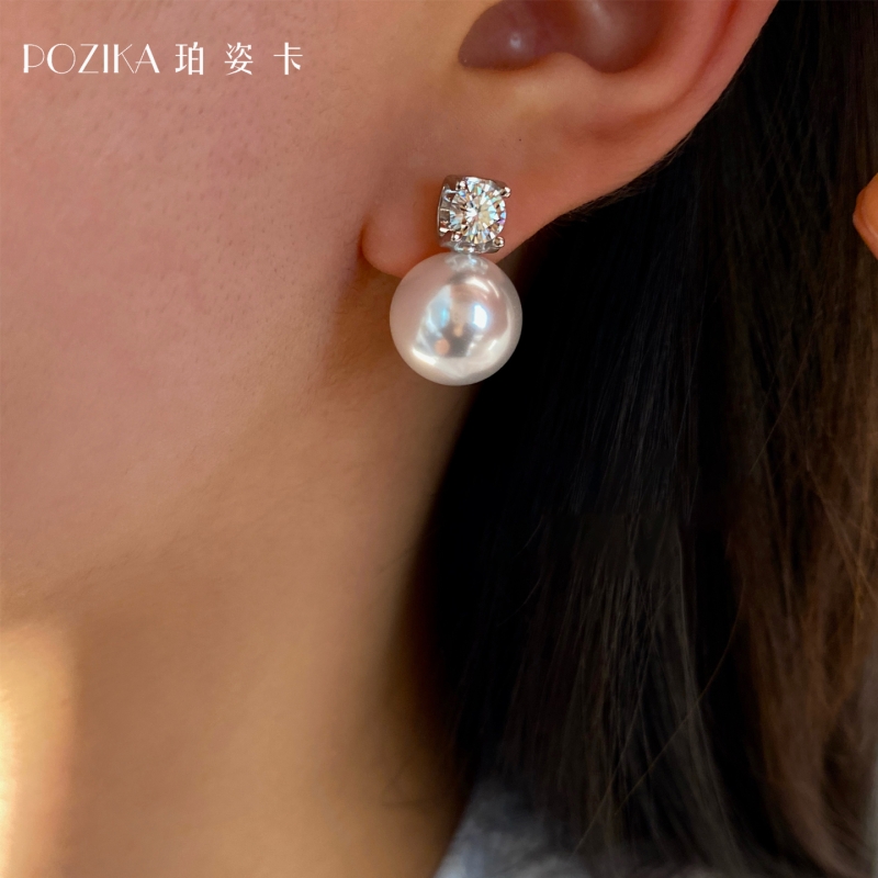 经典戴妃款珍珠耳钉女高级感
