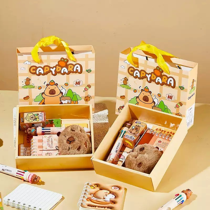 卡皮巴拉礼盒文具套装伴手儿童盲盒学生生日奖品励小礼物礼袋摆件