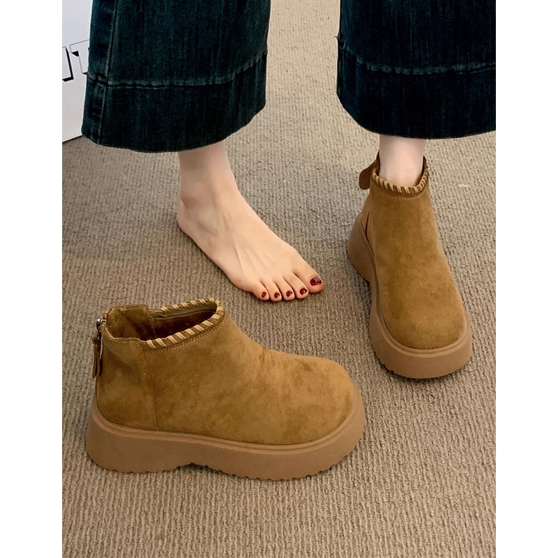 厚底增高加绒勃肯鞋女马丁靴2025秋冬新款爆款薄绒二棉鞋子雪地靴