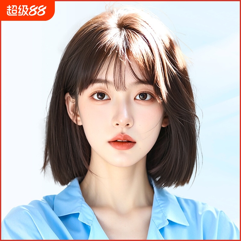 假发女全头头套真发全真士无痕自然短发波波头整顶假发套发丝头顶