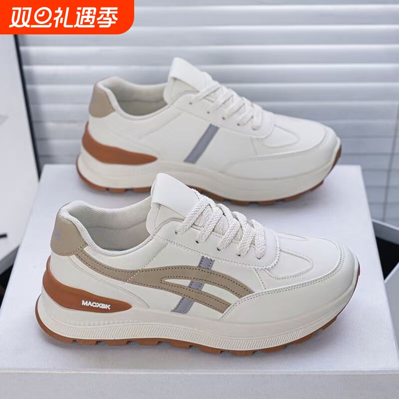 春秋女鞋新款透气小白鞋子女百搭厚底运动鞋休闲老爹鞋女防水防滑