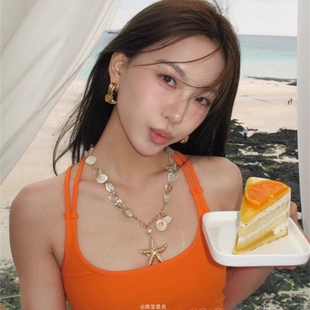 轻奢度假风贝壳海星珍珠项链女款 锁骨颈链海边海岛配饰品 2025新款