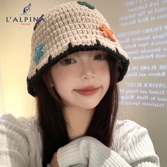 可爱星星针织渔夫帽子女秋冬韩版百搭显脸小毛线盆帽大头围水桶帽