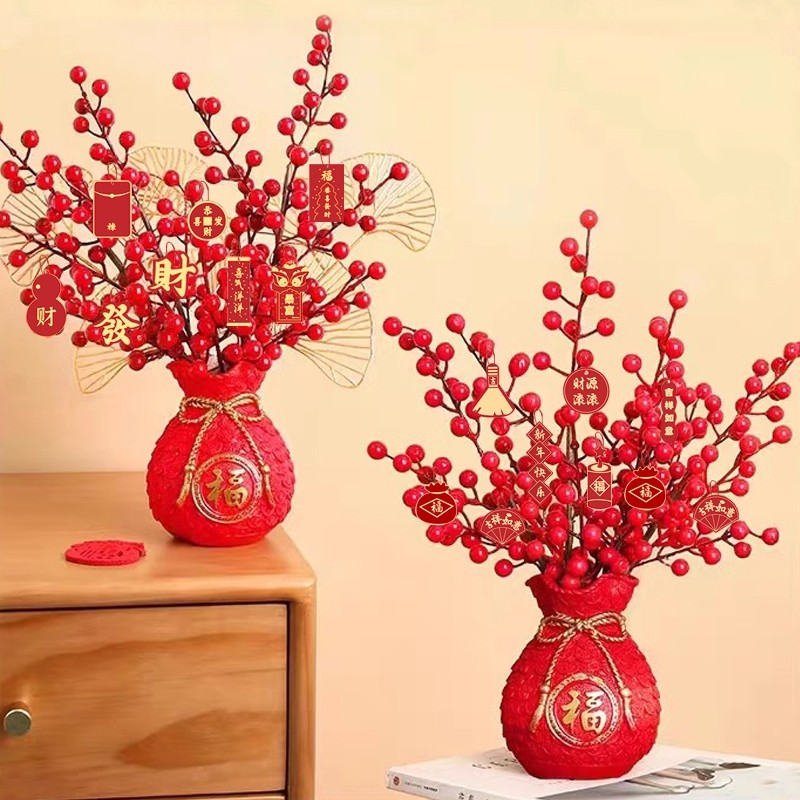 2026年新款新年过年客厅装饰马年春节家居布置用品发财果福桶摆件