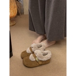 羊毛版~真皮复古厚底内增高勃肯鞋女韩版百搭加绒毛毛鞋单鞋棉鞋