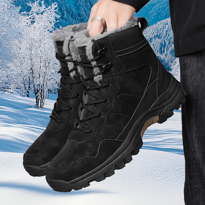 马丁靴男款高帮冬季加绒保暖47大码棉鞋男士雪地靴46皮革户外黑色
