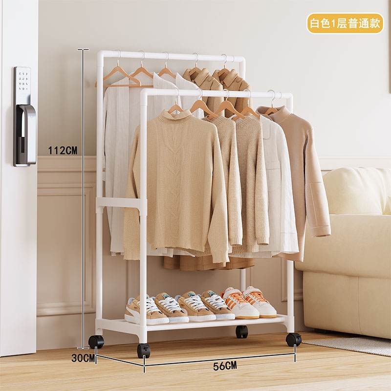 卧室床边衣帽架落地挂衣可移动多功能收纳置物架旋转组装衣帽间