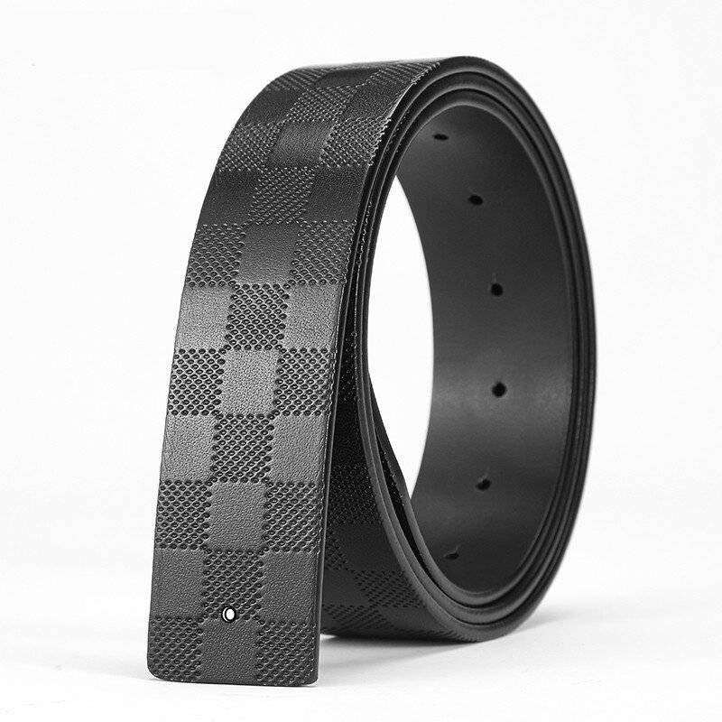 爱马男仕男士皮带条头层纯牛皮格子真皮不带头h扣无头z腰带女打孔