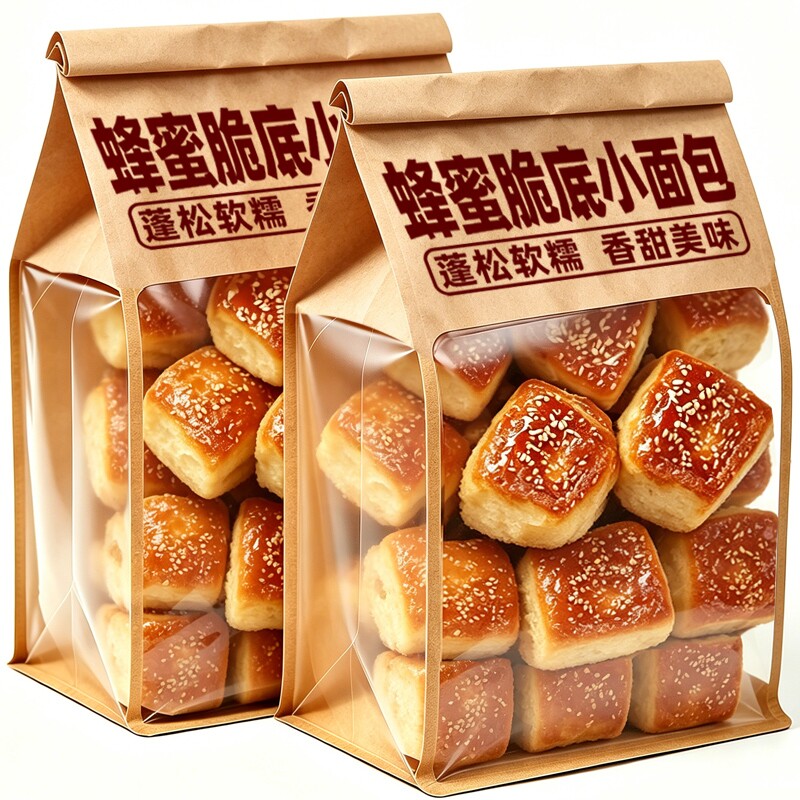 蜂蜜脆底小面包老式糕点心营养早餐手撕面包休闲小吃零食整箱健康