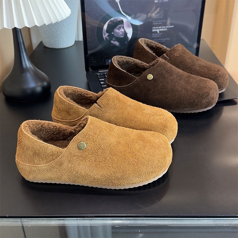全包两穿小土豆懒人勃肯鞋女2025新款冬季加绒棉鞋一脚蹬毛毛鞋子