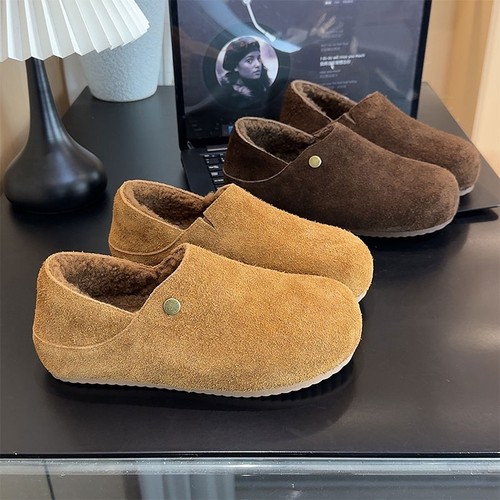 全包两穿小土豆懒人勃肯鞋女2025新款冬季加绒棉鞋一脚蹬毛毛鞋子