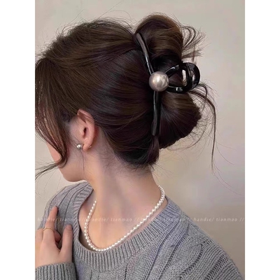 黑色珍珠抓夹女发饰|千人加购