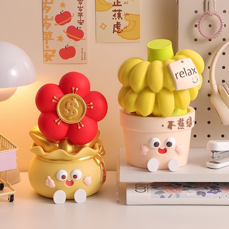新款不焦虑有钱花工位桌面情绪稳定家居装饰摆件存钱罐生日礼物