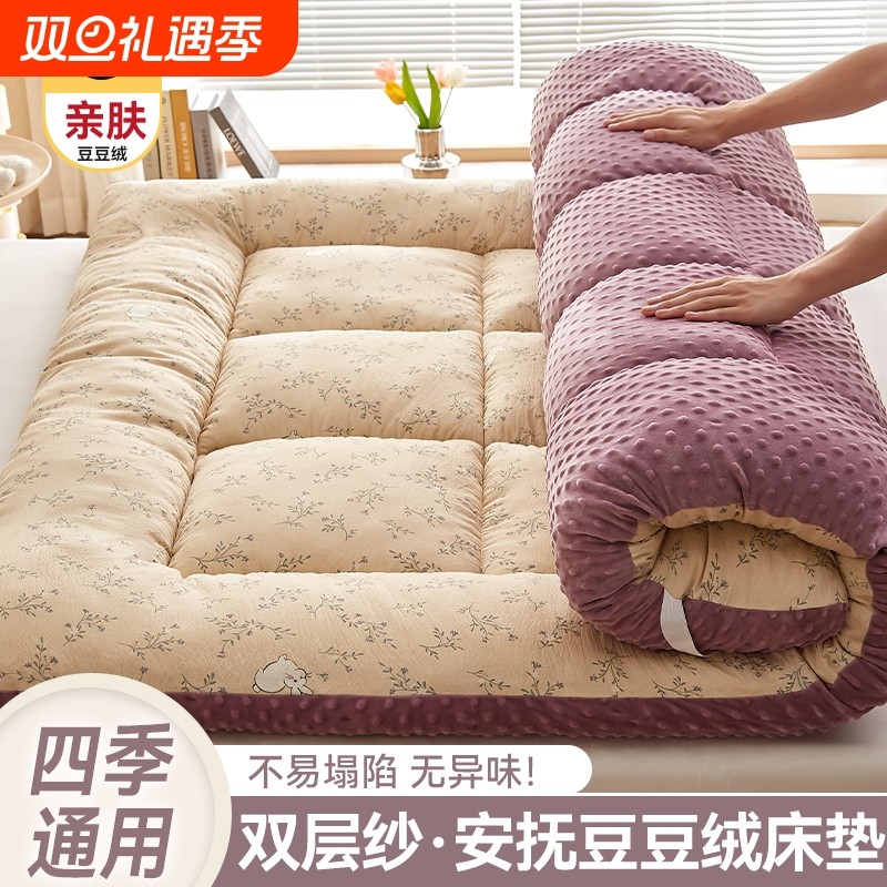 双层纱豆豆绒床垫2025新款软垫加厚保暖垫被家用租房用床褥垫铺底