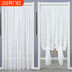 蕾丝遮挡帘卧室门帘隔断帘装饰帘伸缩杆免打孔挂帘纱门帘防蚊通风