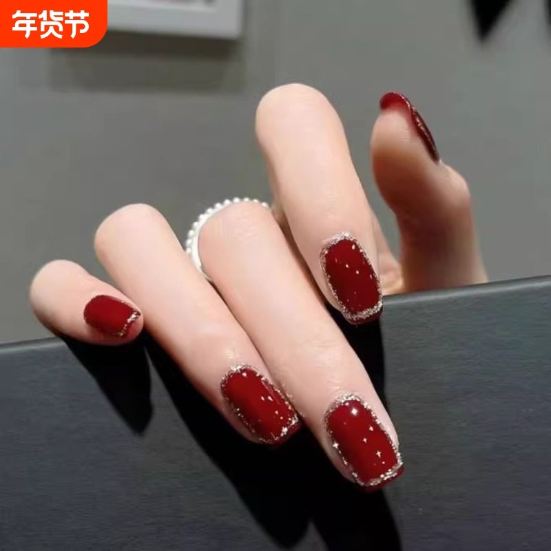 秋冬短款穿戴假指甲新年纯色高级感闪粉美甲贴片可拆卸中长款裸色,彩妆/香水/美妆工具,穿戴甲/甲片,淘宝优惠券,粉丝福利购,淘宝优惠卷