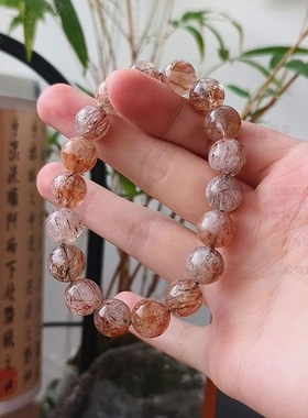 天然黑金超七水晶手链招财冷淡风气质手串男女同款学生情侣天然石