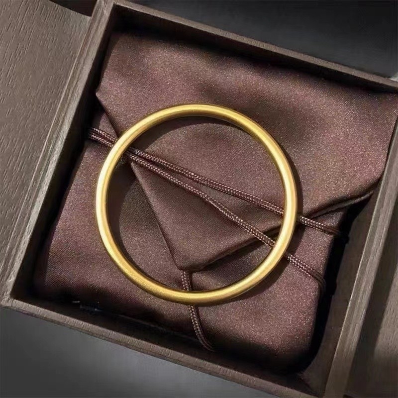 古法传承黄金色手镯实心仿真素圈镯子沙金三金手环首饰手链镀金