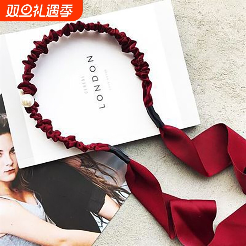 韩版发箍女外出甜美发饰森系超仙发带简约飘带绑马尾蝴蝶结头箍