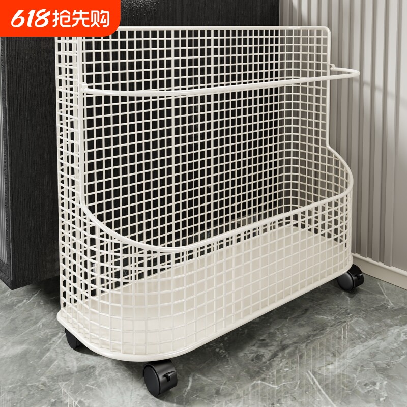 瑜伽垫收纳框窄缝球类球拍收纳架夹缝健身器材置物架羽毛球带轮