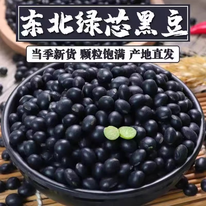 东北青仁绿心黑豆农家自产黑皮绿芯大豆五谷杂粮豆打豆浆生芽